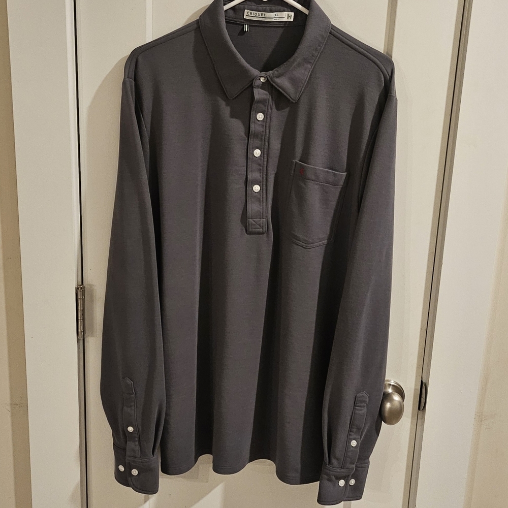 Criquet Charcoal Long Sleeve Polo Shirt